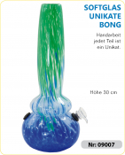 Glas Bong UNIKAT Spiegelglas z grün blau ca 30cm